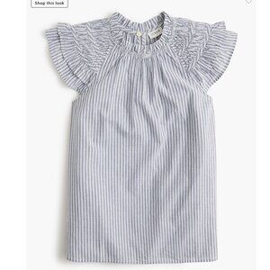 NWT J.Crew Striped Flutter Sleeve top Medium M 100% cotton Ruffles Sleeveless